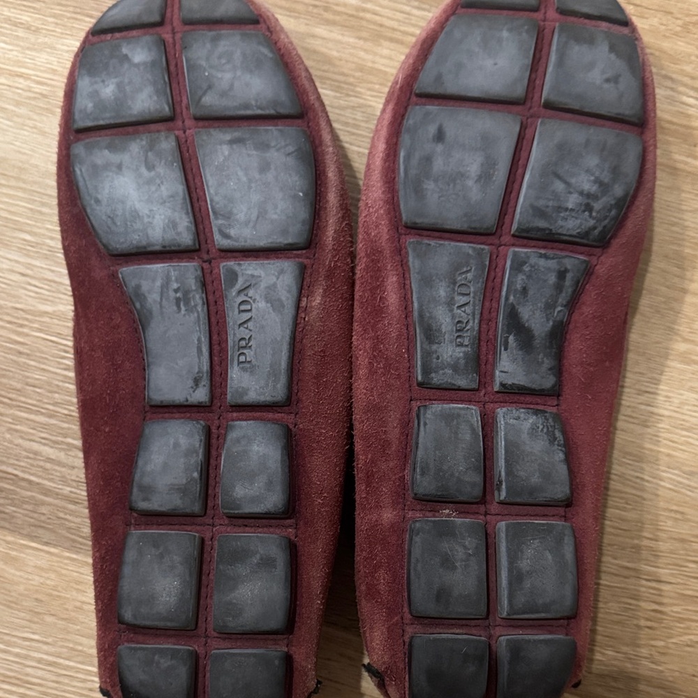Prada Men's Deep Red Suede Slip-Ons - Picture 3 of 5
